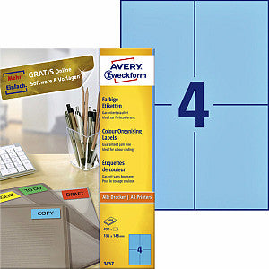 Avery Zweckform - Etiket Zweckform 3457 105x148mm A6 blauw 400 stuks
