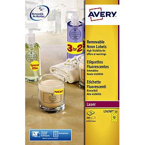 Avery - Etiket avery l7670-25 63.5mm rond geel 300 stuks | Pak a 25 vel | 5 stuks