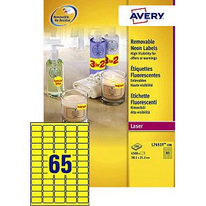 Avery - Etiket avery l7651y-100 38.1x21.2mm geel 6500 stuks | Doos a 100 vel