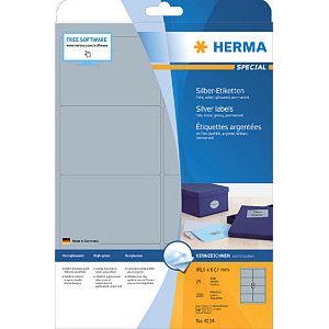 HERMA - Etiket herma 4114 99.1x67.7mm zilver 200st | Blister a 25 vel