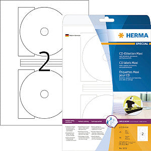 HERMA - Etiket herma 5115 cd 116mm wit 50 stuks | Blister a 25 vel