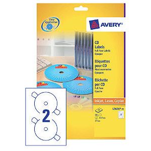 Avery - Etiket avery l7676-25 cd full size mat wit 50 stuks | Pak a 25 vel | 5 stuks