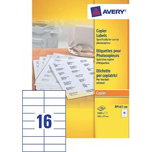 Avery - Etiket avery dp167-100 105x37mm wit 1600 stuks | Doos a 100 vel