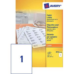 Avery - Etiket avery dp001 210x297 wit 100 stuks | Doos a 100 vel | 5 stuks