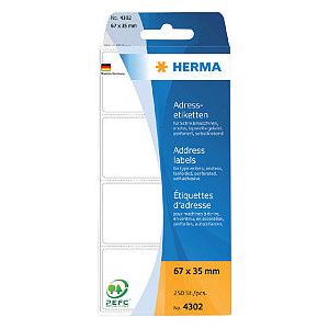 HERMA - Etiket herma adres 4302 67x35mm 250 stuks zig-zag | Blister a 250 etiket