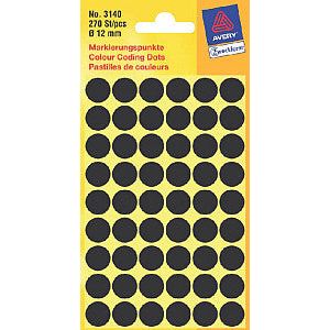Avery Zweckform - Etiket Zweckform 3140 rond 12mm zwart 270 stuks