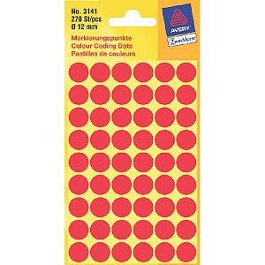 Avery Zweckform - Etiket az 3141 rond 12mm rood 270 stuks | Pak a 5 vel