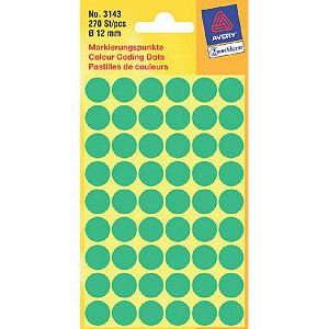 Avery Zweckform - Etikett AZ 3143 Um 12 mm Grün 270 Stücke | 5 Blätter Packung