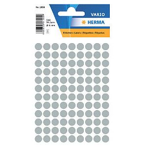 Herma - Étiquette Herma 1838 autour de 8 mm Gris 540 Pieces | Blister une feuille de 5