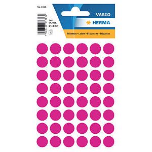 HERMA - Etiket herma 1856 rond 13mm roze 240 stuks | Blister a 5 vel