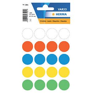 HERMA - Etiket herma 1881 rond 19mm assorti 100 stuks | Blister a 5 vel