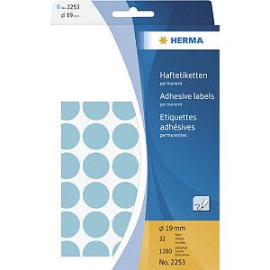 Herma - Étiquette Herma 2253 autour de 19 mm Blue 1280 Pieces | Blister une feuille de 32