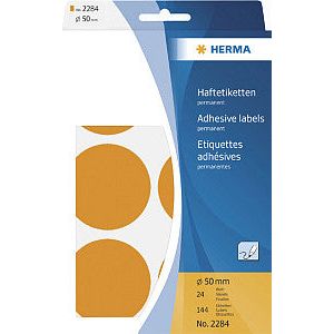 HERMA - Etiket herma 2284 rond 50mm fluor oranje 144st | Blister a 24 vel
