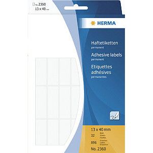 HERMA - Etiket herma 2360 13x40mm wit 896 stuks | Blister a 32 vel