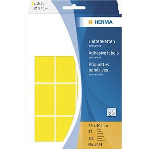 HERMA - Etiket herma 2451 25x40mm geel 512 stuks | Blister a 32 vel