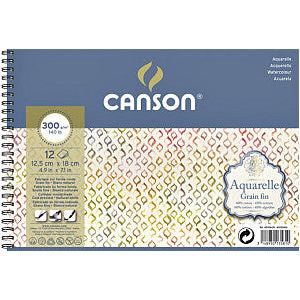 Canson - Aquarelblok canson 125x18ocm 12v 300gr fijn spir | 1 stuk