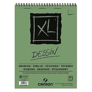 CANSON - Bloc de dessin CANSON XL DESSIN A4 160GR 50V SPIRAL | Morceau de 50 feuilles