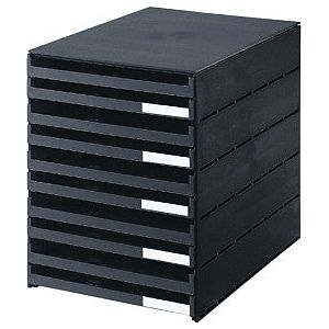 Boîte à tiroirs Styroval 10 tiroirs noir ouvert