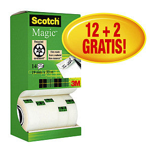 Scotch - Tapis adhésif 3M 810 19mmx33m Magic Invisible | Box a 14 pièces