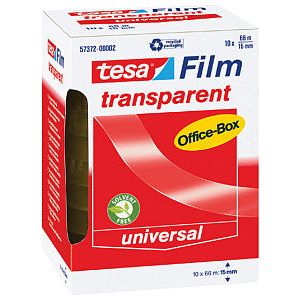 Tesa - Plakband film 66mx15mm transparant | Doos a 10 stuk