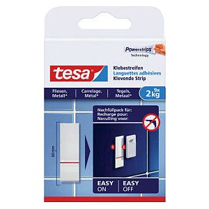 Tesa - Kleefstrips tegels en metaal 2kg wit | Pak a 9 stuk | 15 stuks