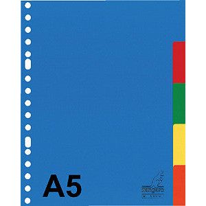 Onglets Kangaro A5 17 trous A505M 5 pièces assorties PP