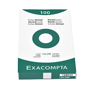 Exacompta - Systemkarte Exacompta 125x200mm Linie Weiß | Ein 12 -Pack x 100 Stück