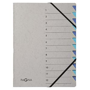 Chemise de tri Pagna Easy A4 12 onglets gris | 5 pièces