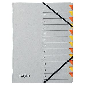Chemise de tri Pagna Easy A4 12 onglets gris | 5 pièces