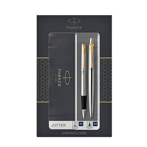 Parker - Ballpoint Pen and Fountain Pen Parker Jotter GT M RVS | Définir un 2 pièces