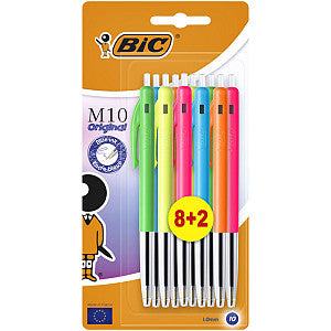 Bic - Balpen bic m10 colors limited edition m assorti | Blister a 10 stuk