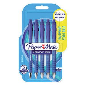 Paper Mate - Balpen papermate flexgrip ultra m 5st blauw | Blister a 5 stuk