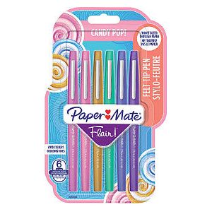 Paper Mate - Fineliner papermate flair candy pop m 6st assorti | Blister a 6 stuk