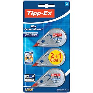 Tipp-ex - Correctieroller mini pocket mouse 5mm | Blister a 3 stuk