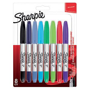 Sharpie - Felt -tip stylo IE Twin Tip uf et f assorti | Blister un 8 pièces