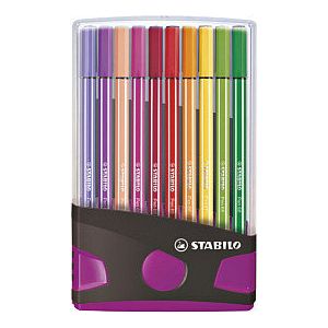 Stabilo - Viltstift pen 68/20 antrac/roze etui 20st | Etui a 20 stuk
