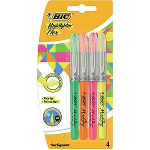 BIC - Marking Pen Bic Flex Assorti | Blister un 4 pièces