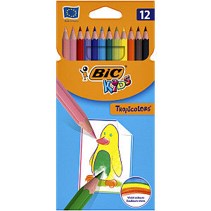 Crayons de couleur Bic Kids Tropicolors blister de 12 pièces