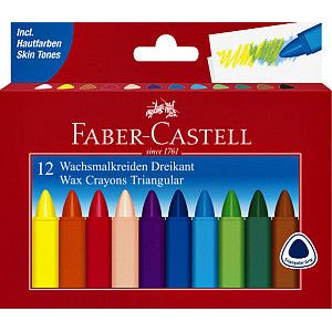 Faber Castell - Waskrijt Faber -Castrell TRSA triangulaire | Réglez un 12 morceau | 10 morceaux
