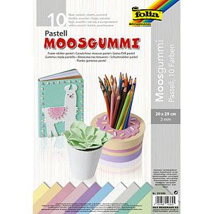 Folia Paper - Foam folia 20x29cm pastel 10 kleuren | Pak a 10 vel | 5 stuks