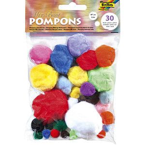 Folia Paper - Pompon folia 30st diverse kleuren en afmetingen | Doos a 10 blister x 30 stuk