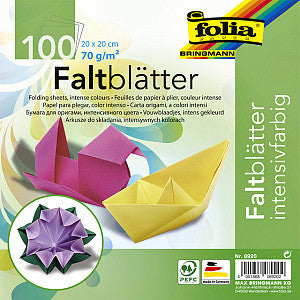 Folia Paper - Origami Pap Folia 70gr 20x20cm 100 Blatt Assorti KL | Pack von 100 Blättern
