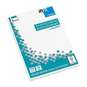 Info notes - Memoblok info notes antimicrobiëel 100x150mm wit  | 12 stuks