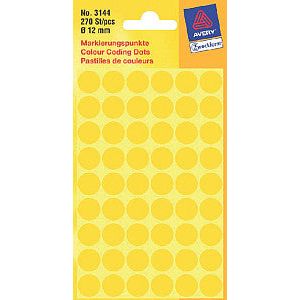Avery Zweckform - Etiket az 3144 rond 12mm geel 270 stuks | Pak a 5 vel | 10 stuks