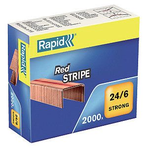 Rapid - Staples 24/6 Kupfer Red Stripe 2000st | Packen Sie ein 2000 -Stück | 5 Stücke