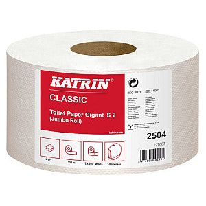 Katrin - Toiletpapier katrin jumbo 2-laags wit 600vel  | 12 stuks