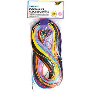 Folia Paper - Scoubidoo touwtjes folia 100cm 100st ass kleuren | Blister a 1 stuk | 20 stuks