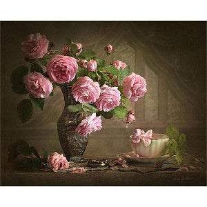 Bureau - Peinture sur les nombres Vase avec roses | 1 pièce