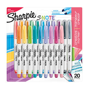 Sharpie - Markeerstift ie s-note blister à 20 kleuren | Blister a 20 stuk