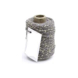 Cordon coton Lurex Twist Corde coton 50 mètres gris/or ø2mm